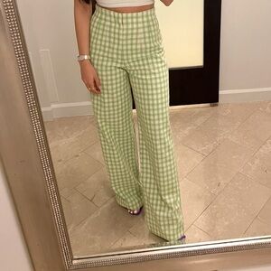 Green Gingham Women's Pants